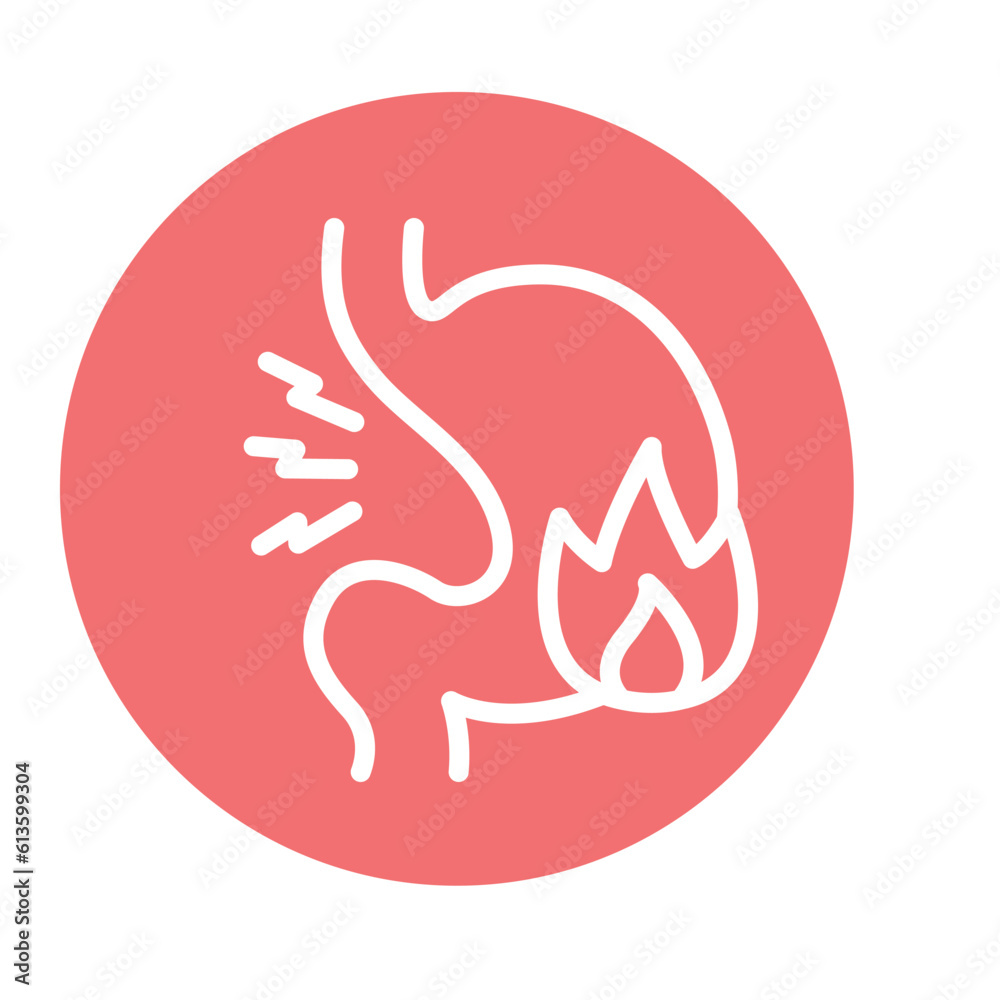 Heartburn line icon. Isolated vector element.