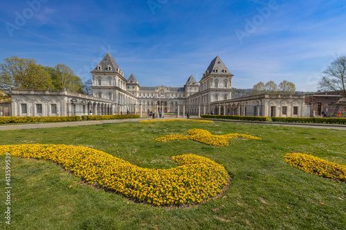 TURIN, ITALY, APRIL 11, 2023 - Valentino Castle in Valentino Park in Turin (Torino), Piedmont, Italy