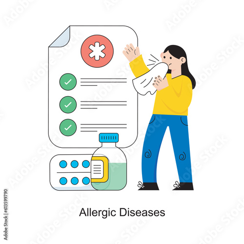 Allergic Diseases Flat Style Design Vector illustration. Stock illustration