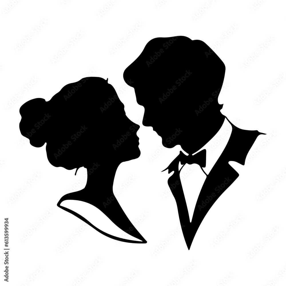 Wedding svg, Couple silhouette, Bride and groom svg, newlyweds svg