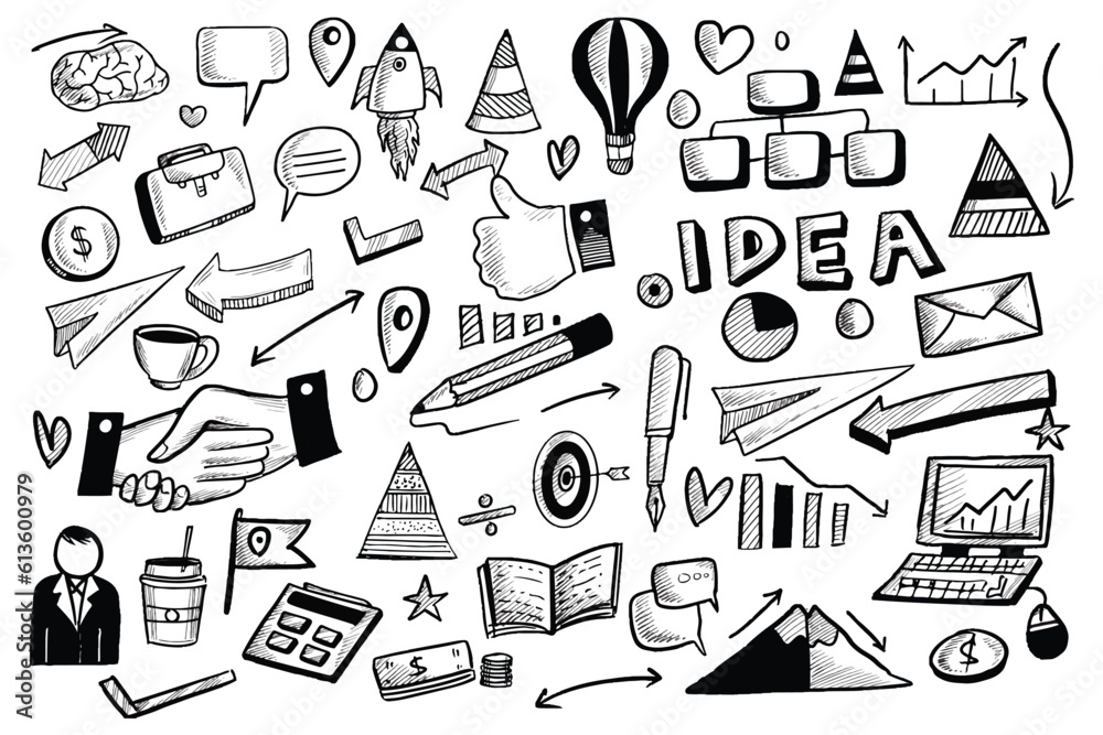 Hand draw technology sketch doodle set design Hand draw technology sketch doodle set design