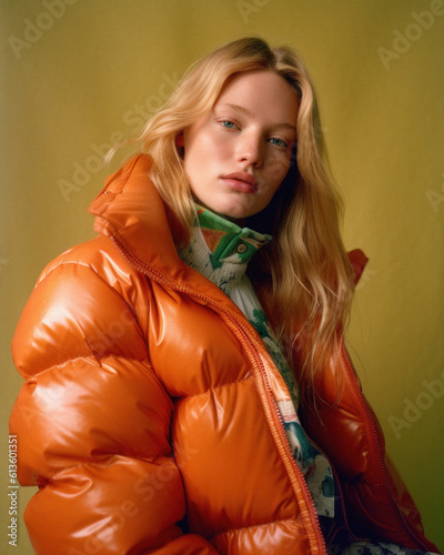 Young person outdoors with a puffer jacket photo