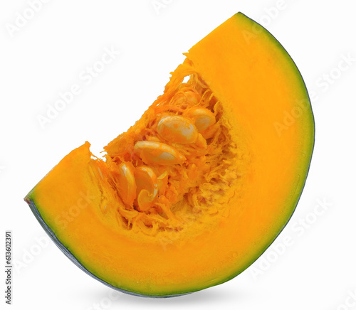Slice pumpkin isolated on white with clipping path