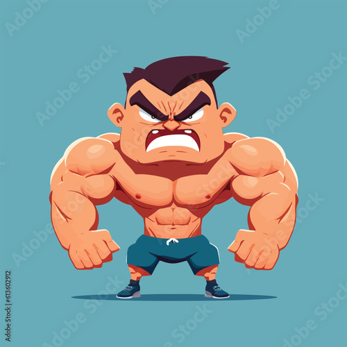 Masculine mature man with a muscular body. Vector Illustration of a macho masculine character.