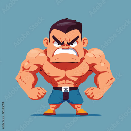 Masculine mature man with a muscular body. Vector Illustration of a macho masculine character.