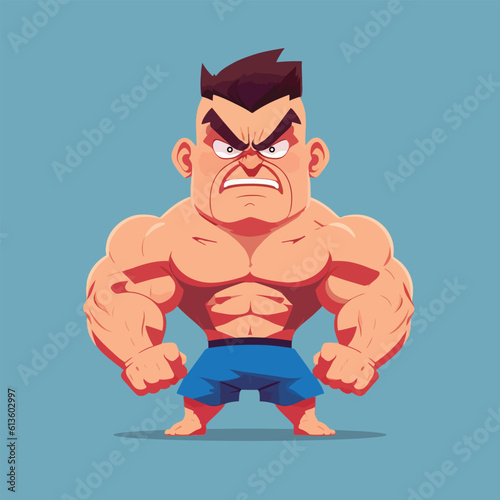 Masculine mature man with a muscular body. Vector Illustration of a macho masculine character.