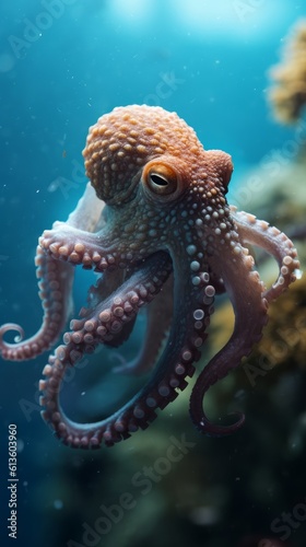 Portrait of an octopus. Generative AI