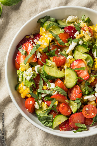 Summer Healthy Homemade Corn and Cucumber Salad