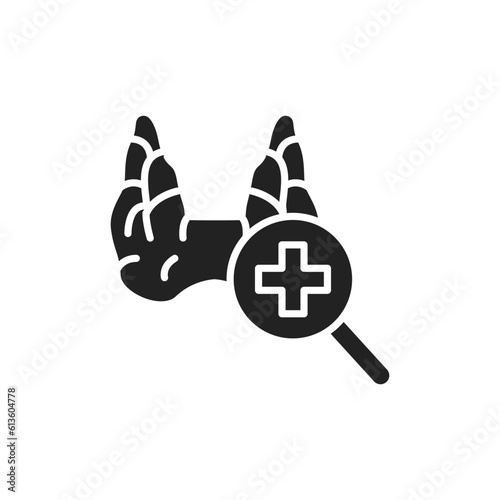 Examination thyroid gland color line icon. Isolated vector element.