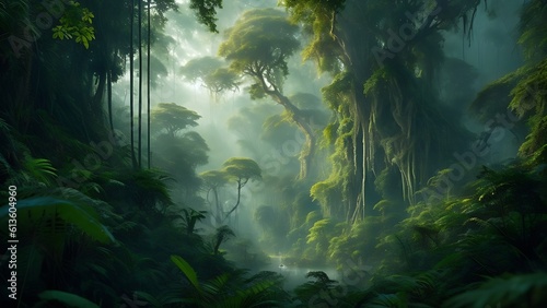 green forest background wallpaper © widsarud