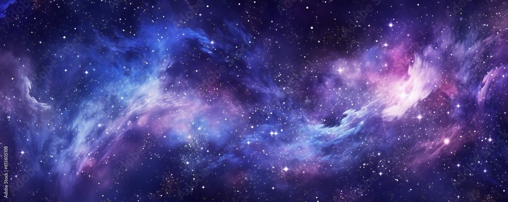 Space background with stardust and shining stars. Realistic colorful cosmos with nebula and milky way. Blue galaxy background. Beautiful outer space. Infinite universe Generative AI
