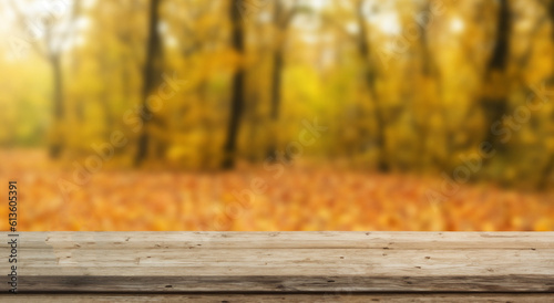 beautiful autumn landscape with a table in high definition