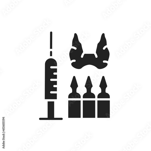 Thyroid injection treatment line icon. Isolated vector element.