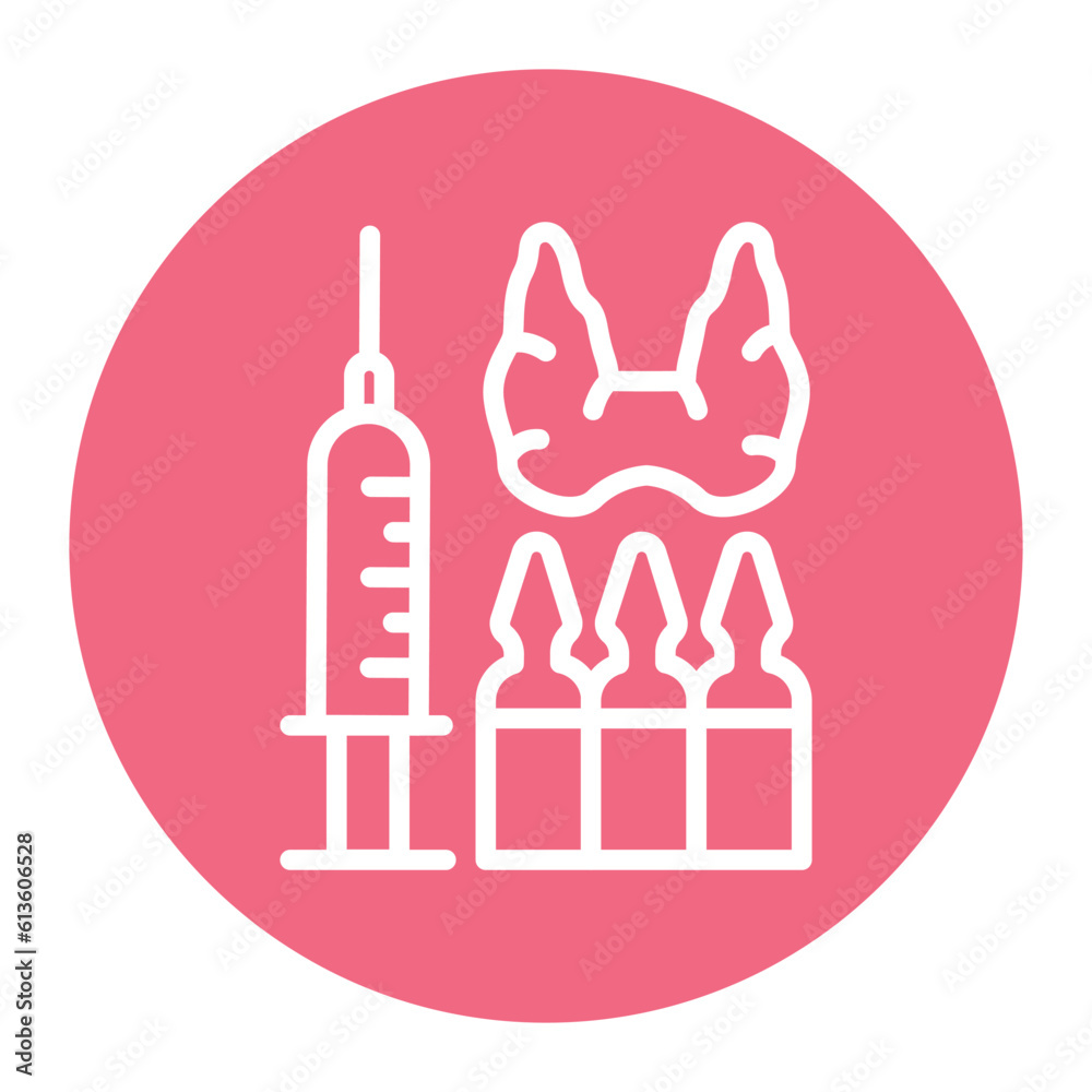 Thyroid injection treatment line icon. Isolated vector element. Thyroid injection treatment line icon. Isolated vector element.