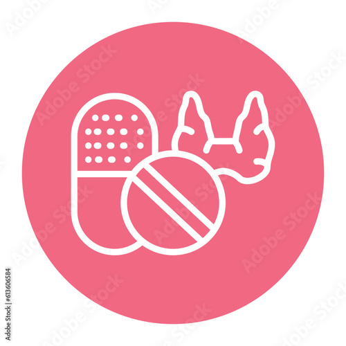 Thyroid treatment line icon. Isolated vector element.