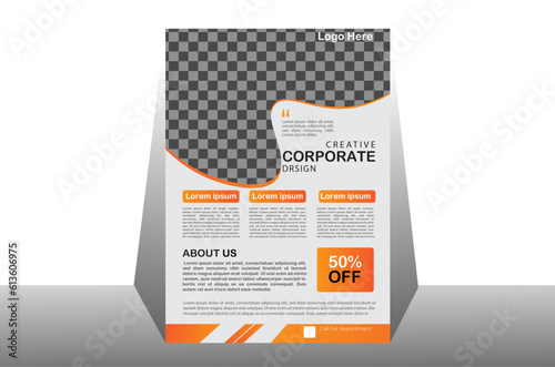 Creative vector flayer design template for company. Illustration minimal individual layout with gray stripes AIEPS and JPEG category. Simple and clean design.
