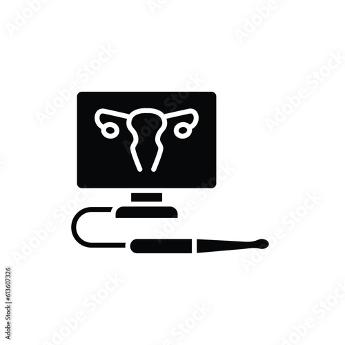 Ultrasonic diagnostic female reproductive system line icon. Outline pictogram for web page.