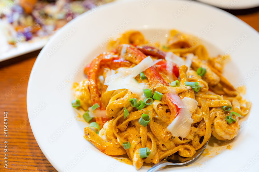 Pasta with cheese and red pepper Pasta with cheese and red pepper