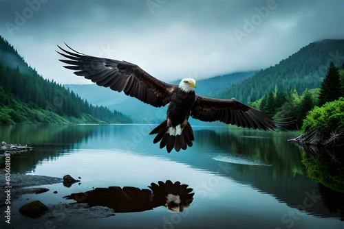 bald eagle in flight Generated Ai