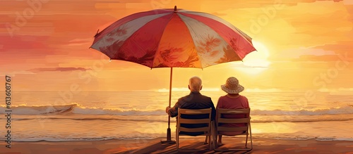 company of an old couple enjoying a tranquil moment on the beach © My Little Bear