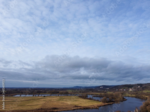 Danube river with beautiful untouched water landscape