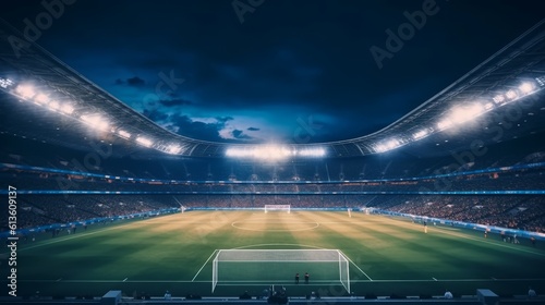 Football stadium. Champions Cup. Concept of excitement and energy. Generative AI