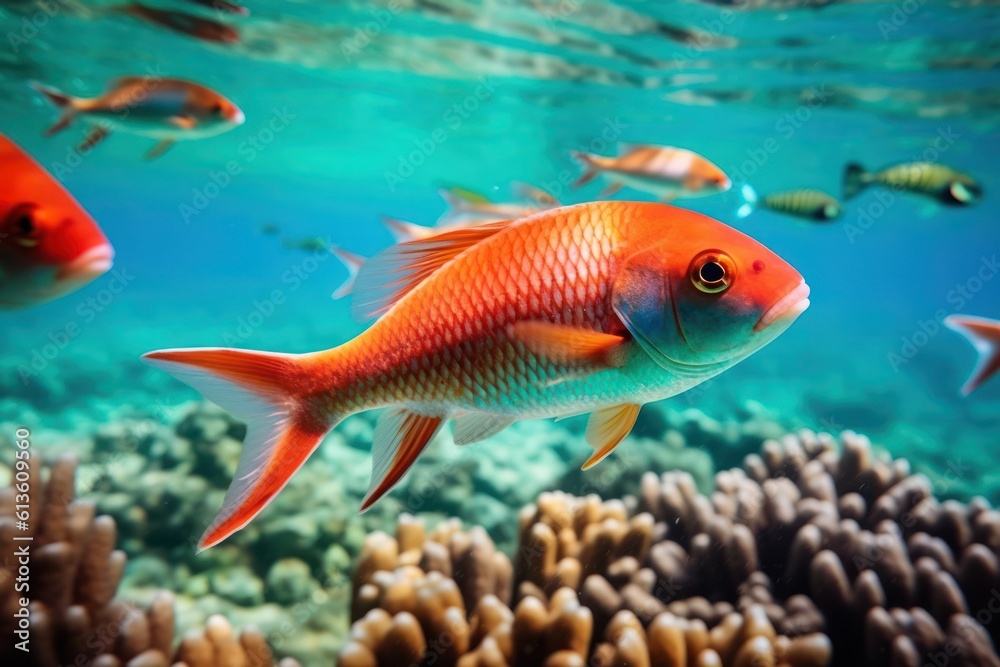 vibrant underwater scene in great barrier reef, generative AI illustration vibrant underwater scene in great barrier reef, generative AI illustration