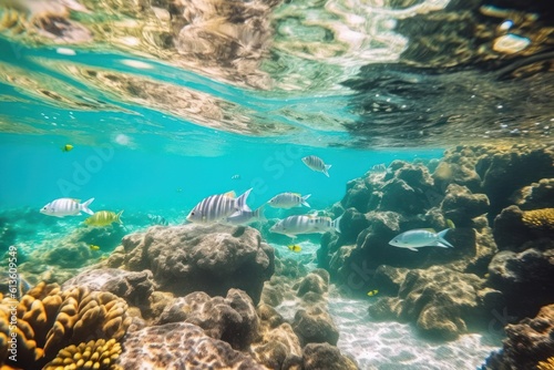 vibrant underwater scene in great barrier reef  generative AI illustration