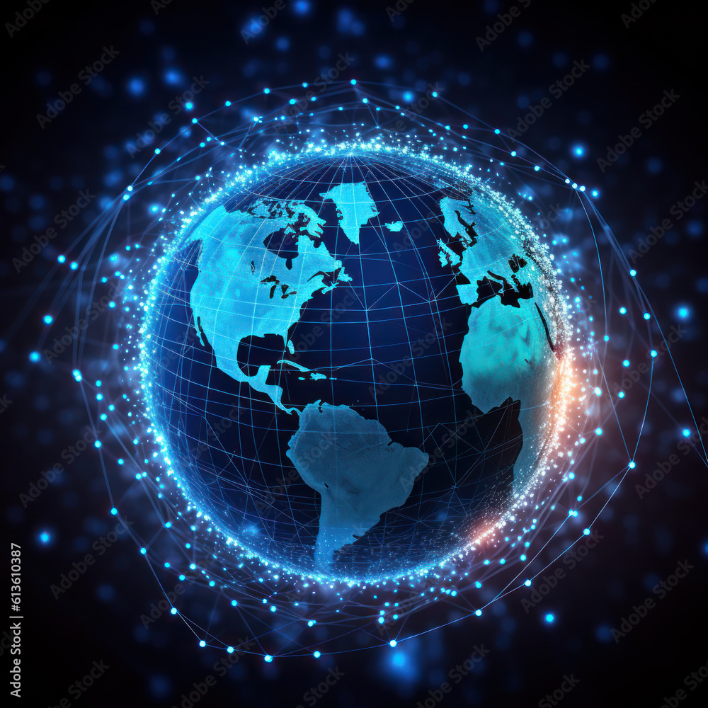 Obraz premium Digital Interconnectivity: Mapping Global Data Networks