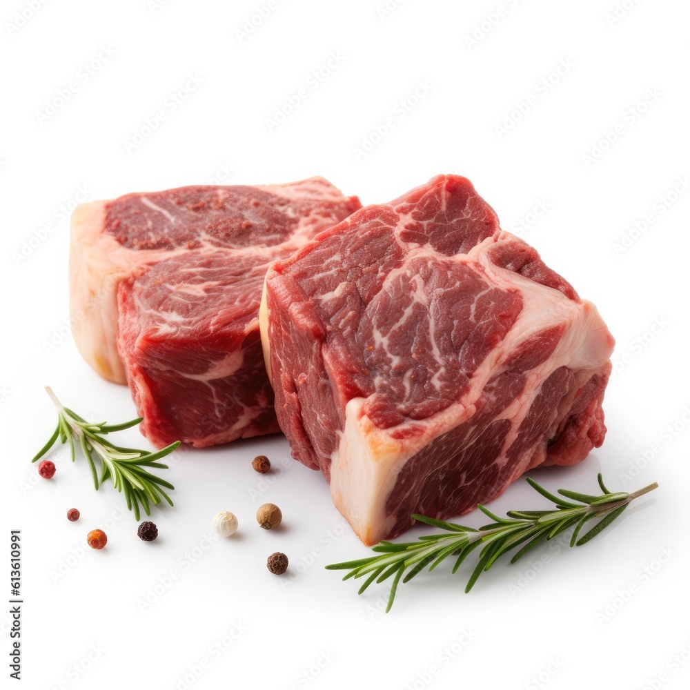 Beef short ribs meat isolated on white background. Generative AI Beef short ribs meat isolated on white background. Generative AI