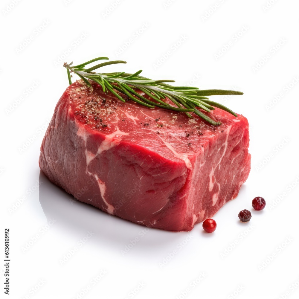 Beef skirt meat isolated on white background. Generative AI Beef skirt meat isolated on white background. Generative AI