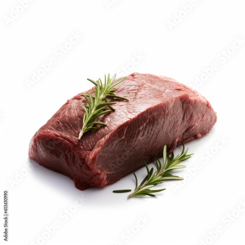 Beef flank meat isolated on white background. Generative AI