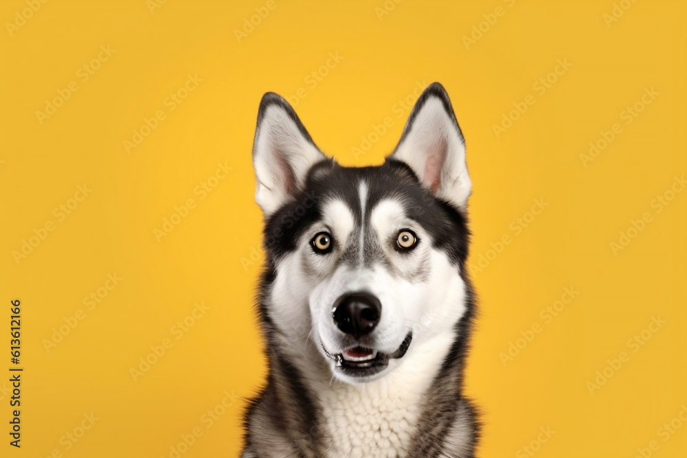 Fototapeta premium Portrait of a dog on a colorful background -Generative AI