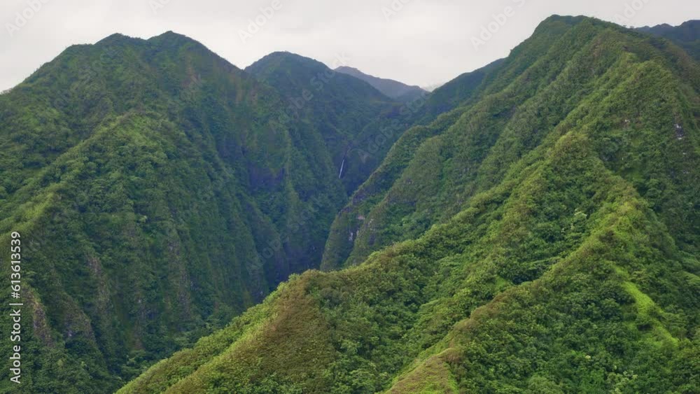 Epic Drone Over Hawaii Mountains 