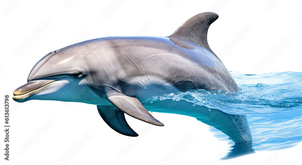Naklejka premium Dolphin isolated on the transparent background PNG. AI generative.