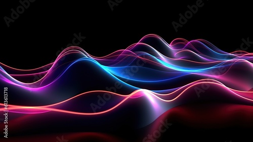 Neon 3 d background with wave A professional photography should use a high - quality Generative AI