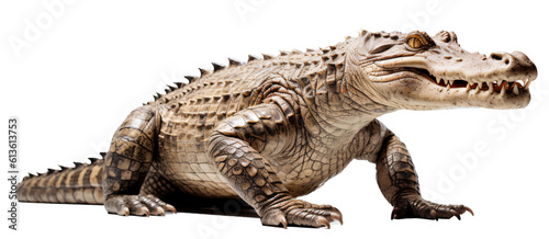 Crocodile isolated on the transparent background PNG. AI generative.