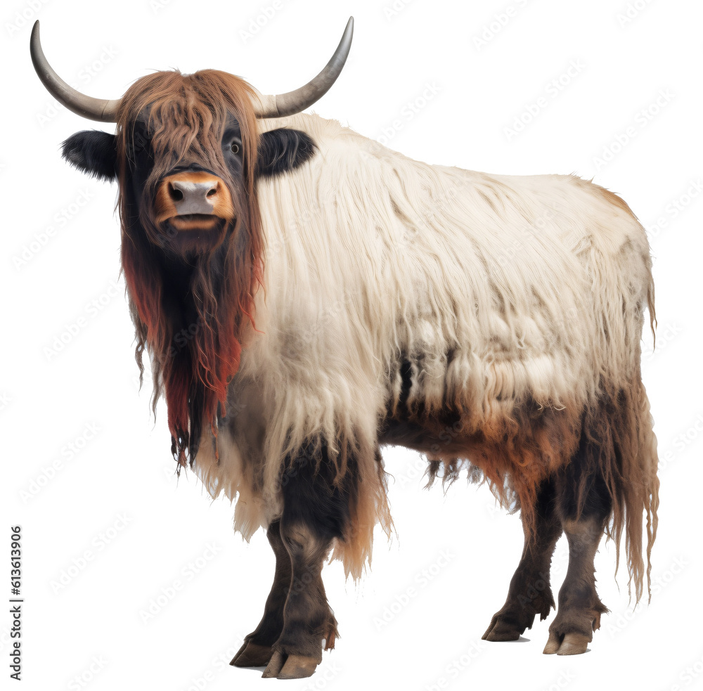 yak isolated on the transparent background PNG. AI generative. yak isolated on the transparent background PNG. AI generative.