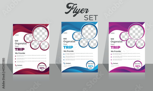 Travel Creative Professional modern gradient identity  luxury  modern multipurpose multicolour official print ready simple standard stationery stylish  unique vector minimal a4 clean flyer Design set.
