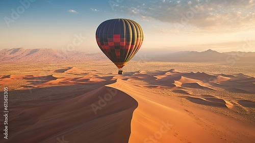 Air balloon flying over beautiful sand Generative AI