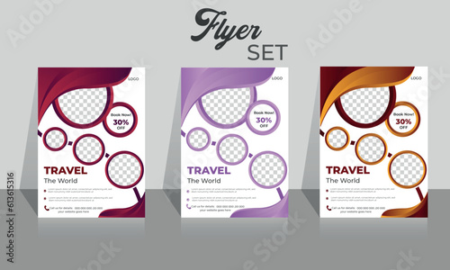 Travel Creative Professional modern gradient identity  luxury  modern multipurpose multicolour official print ready simple standard stationery stylish  unique vector minimal a4 clean flyer Design set.