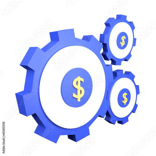 3d illustration gear object. 3D business creative design icon isolated on transparent background