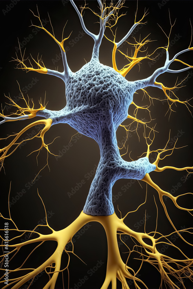 Neuron network brain cells. Human nervous system and brain activity concept. Generative AI Neuron network brain cells. Human nervous system and brain activity concept. Generative AI