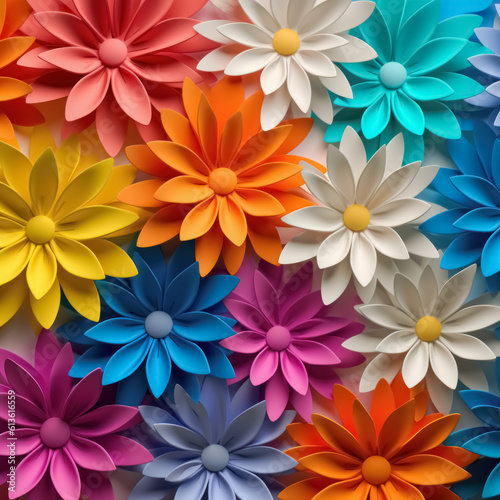 Creative paper abstract 3D flowers background. Beautiful elegant floral design. Generative AI.