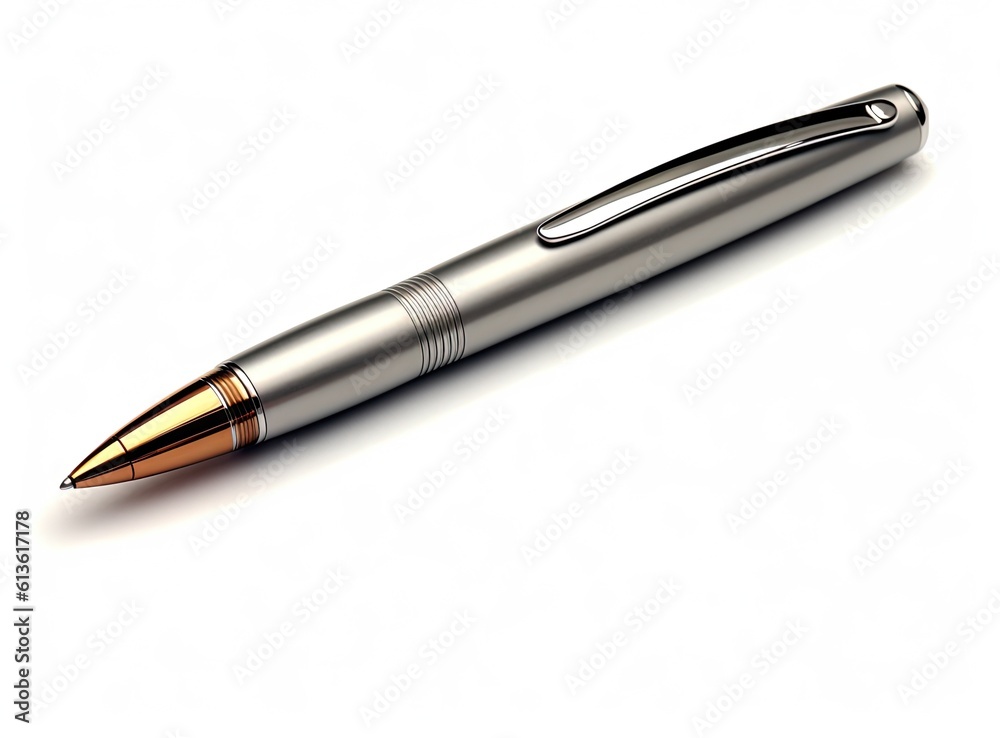metal pen isolated on white background created with Generative AI technology. metal pen isolated on white background created with Generative AI technology.