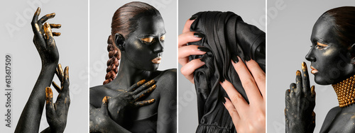 Collage of attractive woman...
