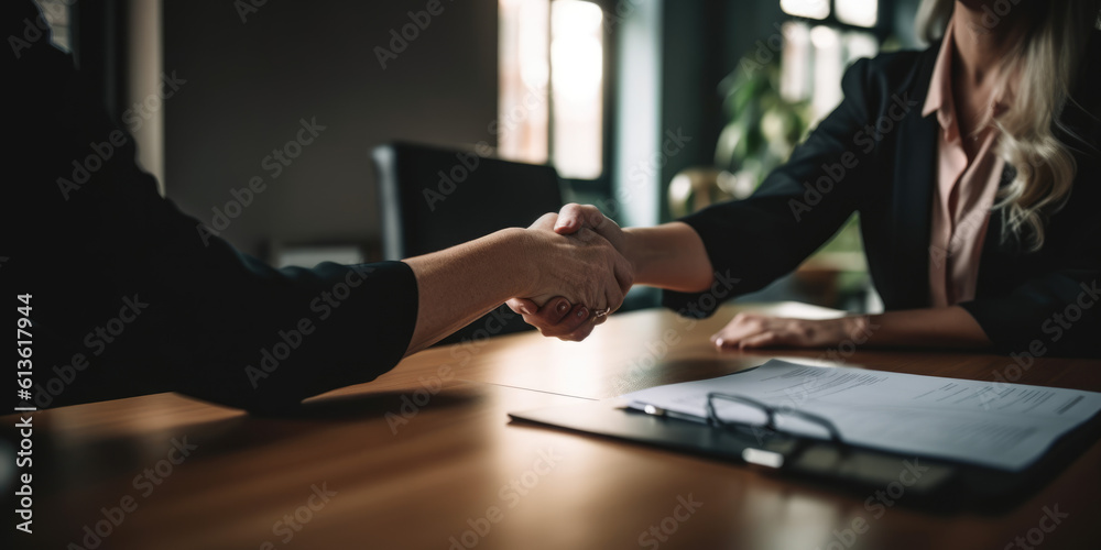 Celebrating Home Purchase: Real Estate Agent Shakes Hands with Client. house purchase concept handshake AI Generative Celebrating Home Purchase: Real Estate Agent Shakes Hands with Client. house purchase concept handshake AI Generative