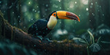 Vibrant Plumage. Colorful toucan on jungle's natural habitat. Wildlife bird photography concept. AI Generative