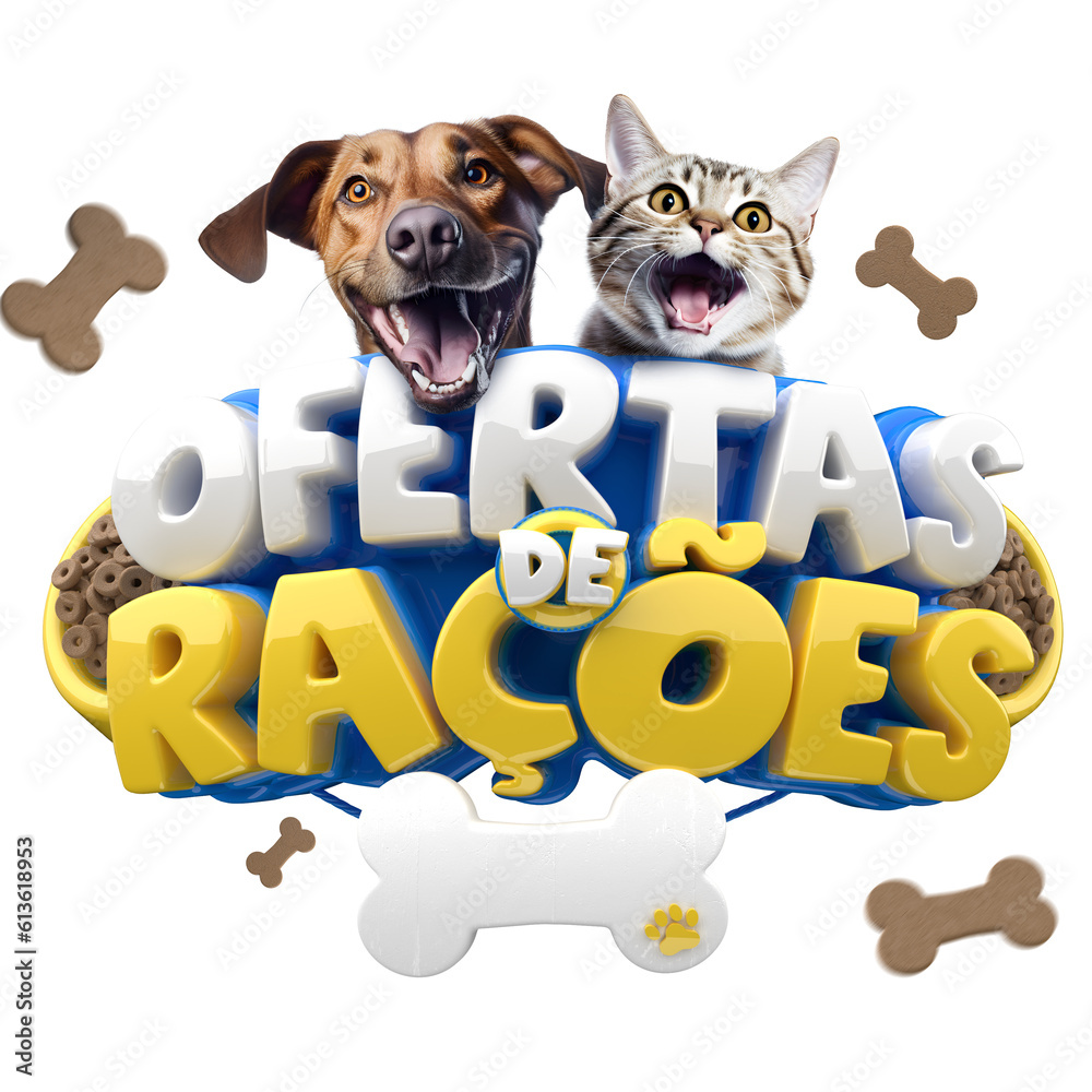 Fototapeta premium OFERTAS DE RAÇÕES PET SHOP SELO 3D 
