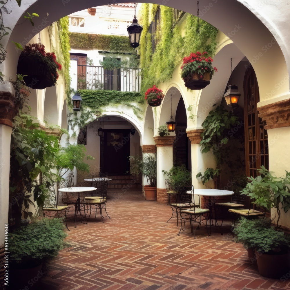 Obraz premium courtyard of a cordovan villa in andalucia, spain